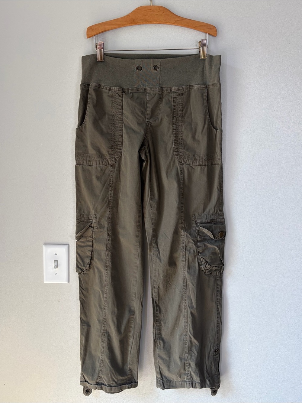 XCVI Wearables Green Cotton Blend Roll Tab Cargo Pants